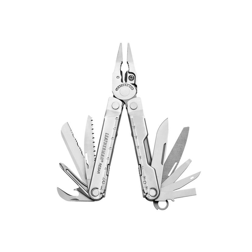 Leatherman w/Nylon Button Sheath Rebar Stainless Steel Multi